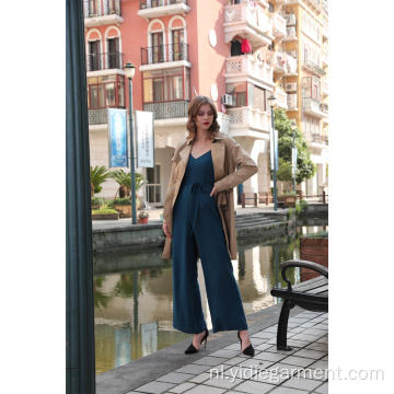 Teal kleur cami jumpsuit met wijde pijpen